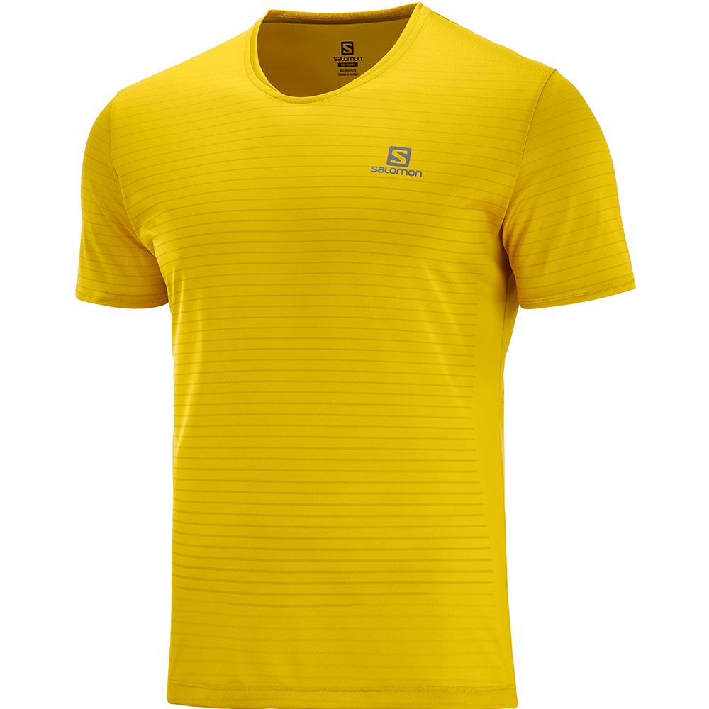 Salomon Singapore Mens T-shirts - SENSE M Yellow | 32197-NAFB